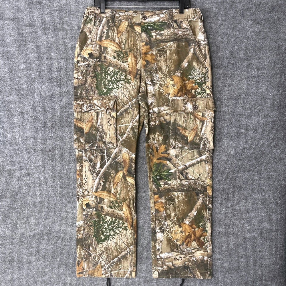 Realtree Edge Camo Cargo Pants Mens Medium 32-34 Brown Green Hunting Utility